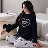 Pajamas Women'S Pure Cotton Long-Sleeved Loungewear Casual Can Go Out Can Wear Round Neck Pullover Set