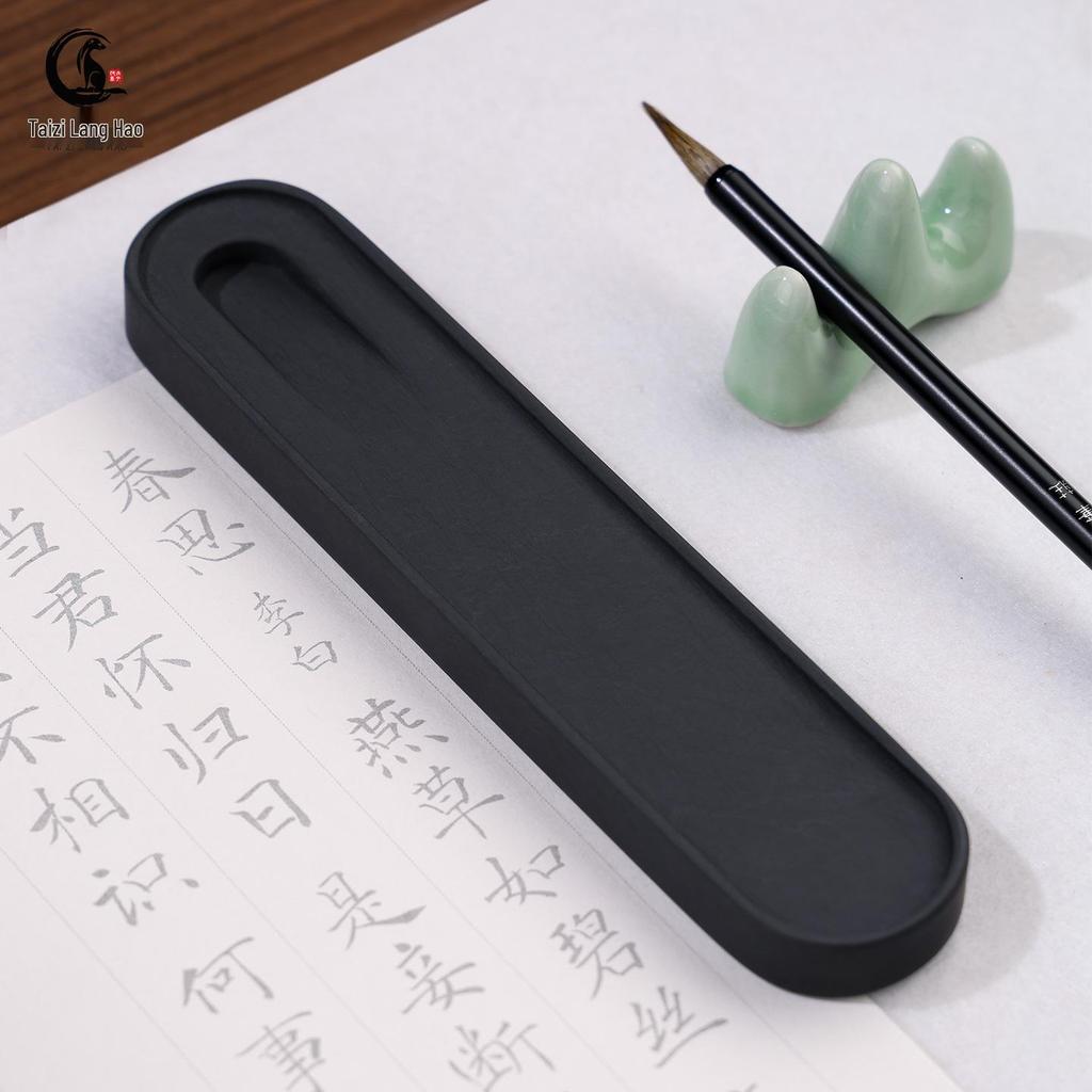 Natural Inkstone Calligraphy Paperweight & Pen Rest - Multi-functional for Brushes and Inks