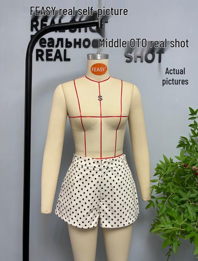 European & American Style Women's Polka Dot Bubble Jacket with Stand Collar