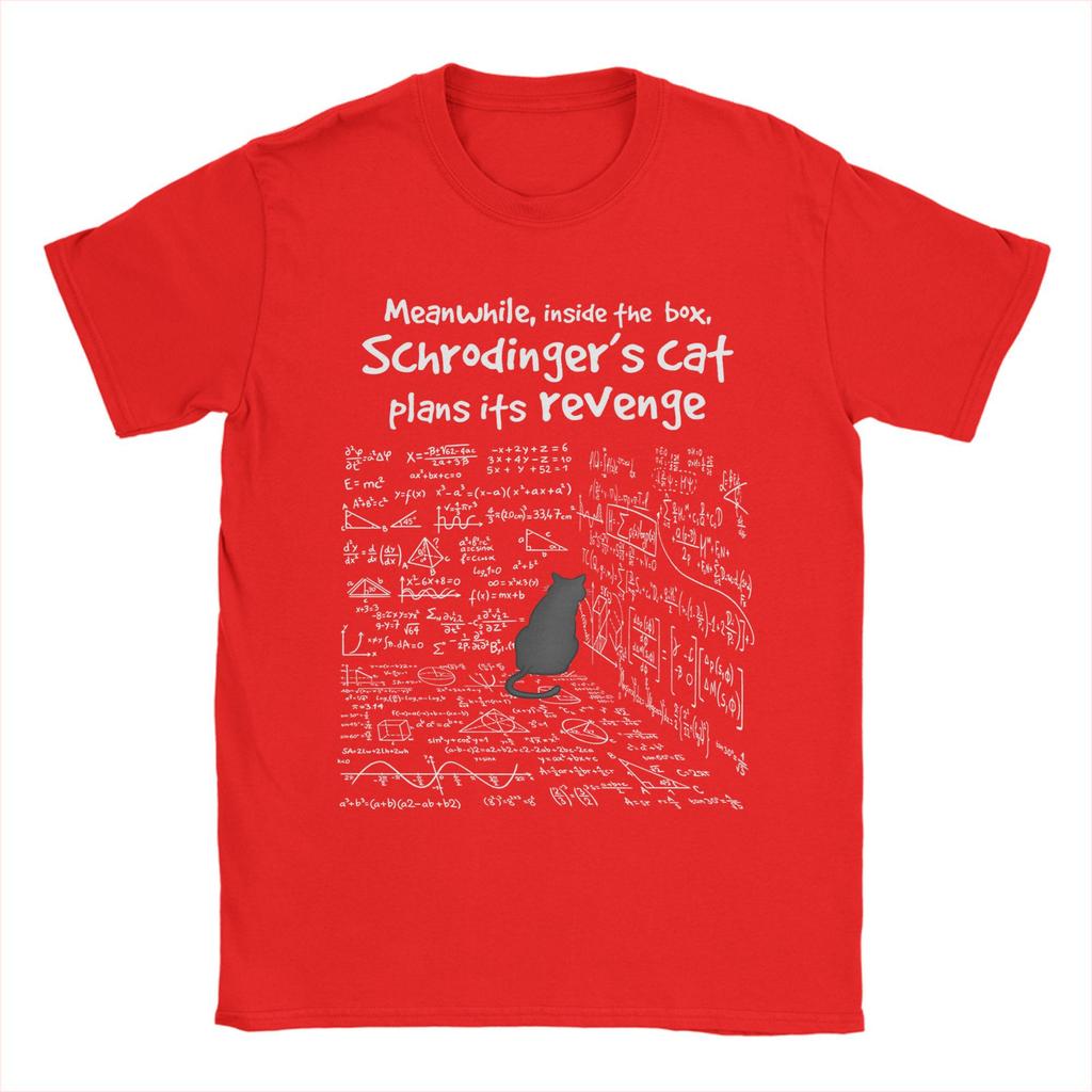 Herren Schrödinger's Katze Mathematik T-Shirt Reines Baumwollkleidung Vintage Kurzarm Rundhals T-Shirts Übergröße T-Shirt