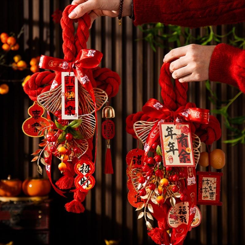 Handcrafted Cotton Thread Auspicious Knot Ornament New Year Pendant for Holiday Parties and Gifting