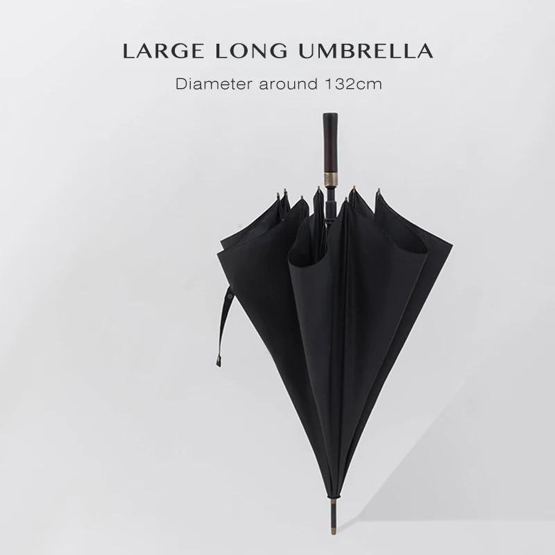 Parachase Large Umbrella Men, Wooden Handle Long Umbrella Windproof Strong, 132cm Diameter, Big Golf Rain Umbrella Men