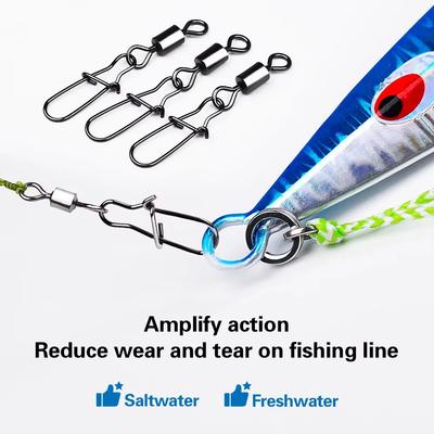 10pcs Stainless Steel Fishing Connector Pin Bearing Rolling Swivel Snap In Box Fishing Tackle Accessories For Lure Hook