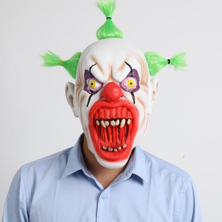 Halloween Latex Clown Mask with Bloody Mouth - Horror Ghost Face for Vendetta Adult One Size