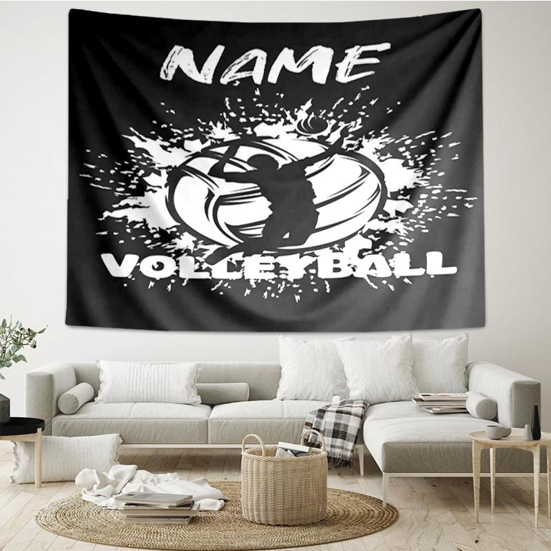 Custom Name volleyball Print Tapestry, Backdrop, Easy Setup, Ideal for Bedroom, Office & Living Room, with Aesthetic Wall Hanging Decor.