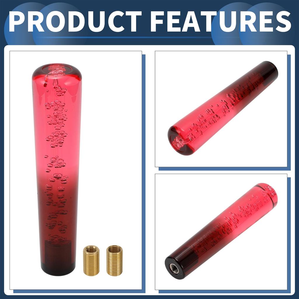 INFINAUTO Round Crystal Shift Knob Gear Shift Knob for Automatic and Manual Acrylic with 2 1 Set 20cm, Vehicles, Red/Black, Adapters,