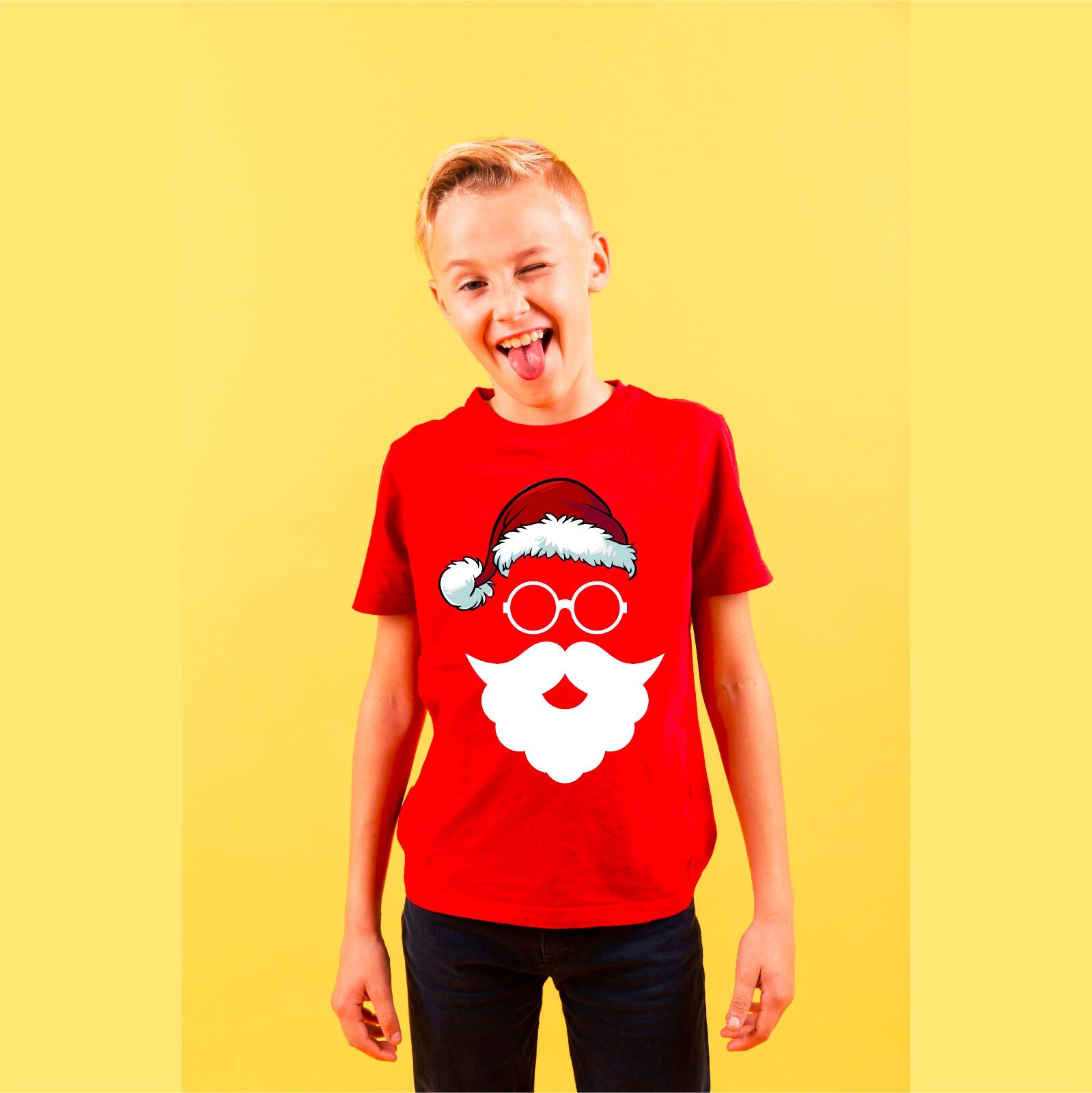 Santa Claus Face Sunglasses with Hat Beard Christmas T-Shirt Funny Xmas Presents S