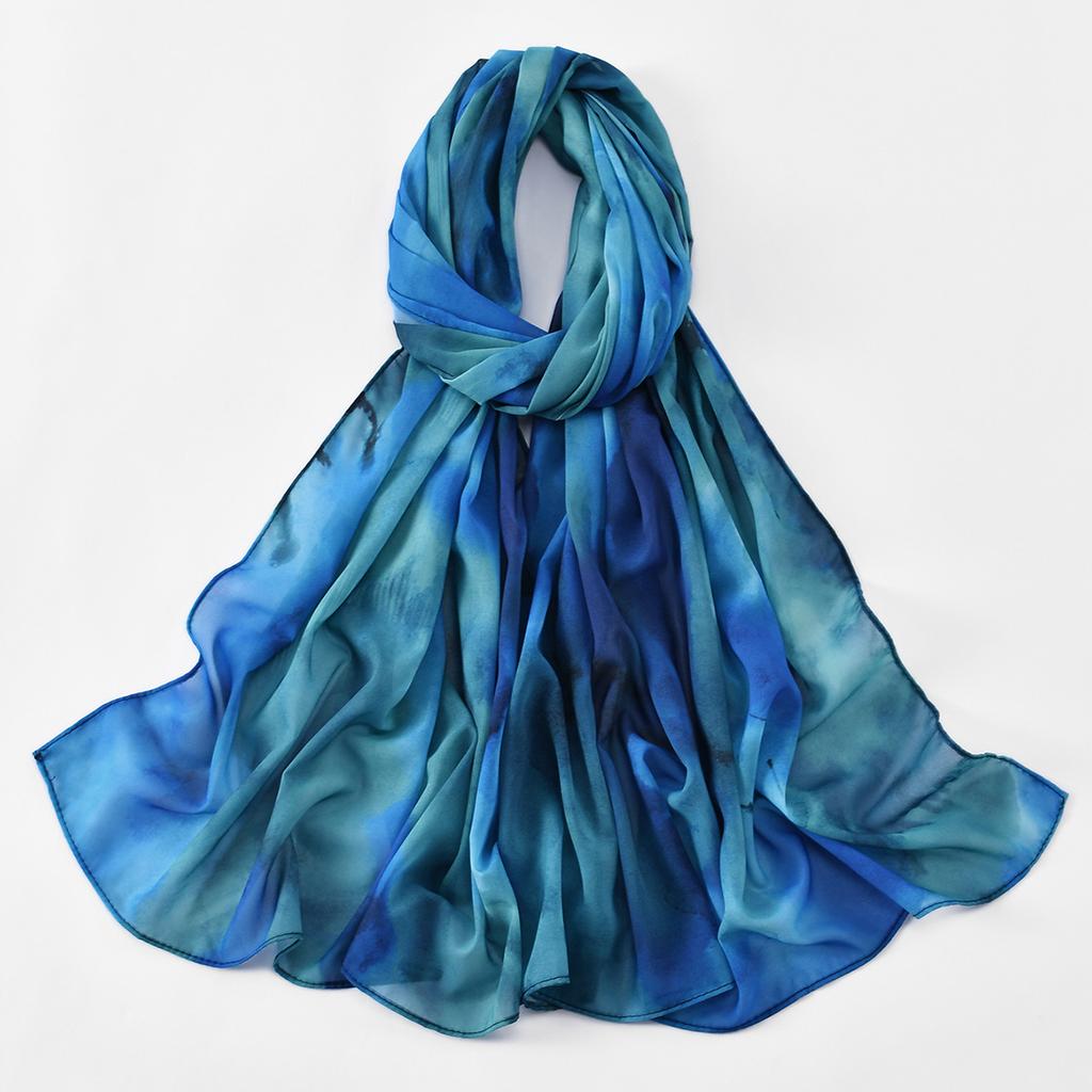 New Arrive Printed Floral Chiffon Hijab Scarf Women Fashion Tie-dye Shawl Muslim Premium Chiffon Headscarf Islam Luxury Turban