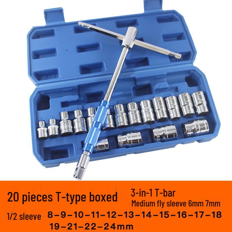 Multifunktionales T-Typ Sechskant-Steckschlüssel-Set für Autoreparatur und Reifenwechsel