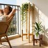 Corner Plant Stand Adjustable Width Wood Holder Rack Flower Stand for Living Room Home Balcony Patio Garden Flower Display Fits