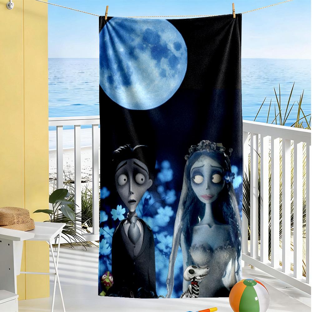 Corpse Bride Gothic Portraits Beach towel for beach travel Portable Seaside vacation Bath Accessory Perfect Gift for Valentine's Wedding Birthday