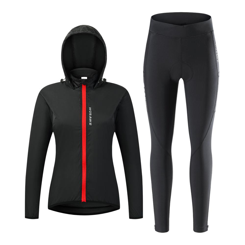 

Комплекты для велоспорта WOSAWE MTB Велосипедная куртка с капюшоном Длинные брюки с гелевой подкладкой S чёрный