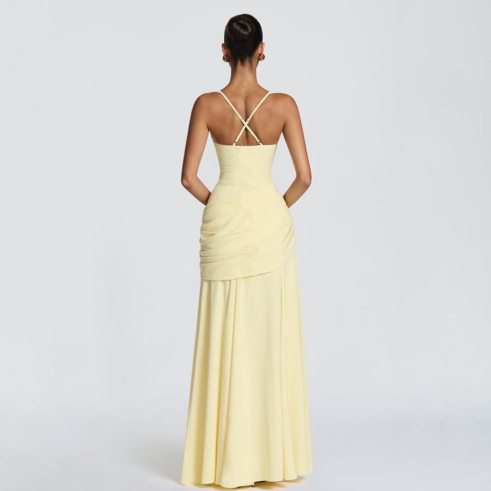 Women's European & American Slim-Fit Long-Sleeve Maxi Camisole Dress