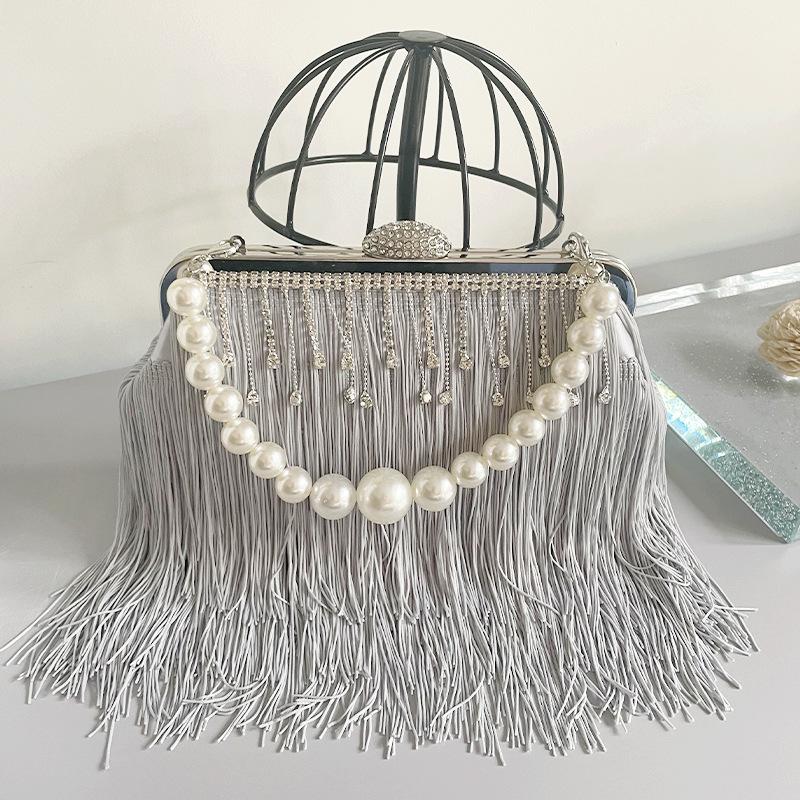

Fashionable Tassels Evening Bags Women s Elegant Handbag Single Shoulder Crossbody Bag Evening Wear Ladies Solid Color Bolsos