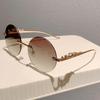 Luxury Causal Rimless Sunglasses Women Sunscreen Fashion Metal Glasses Uv400 Glasses Outdoor Driving Alloy Eyeglasses