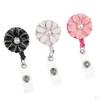 3 of pack Cute Teacher Retractable Flower Applique Reel ID Badge Holder