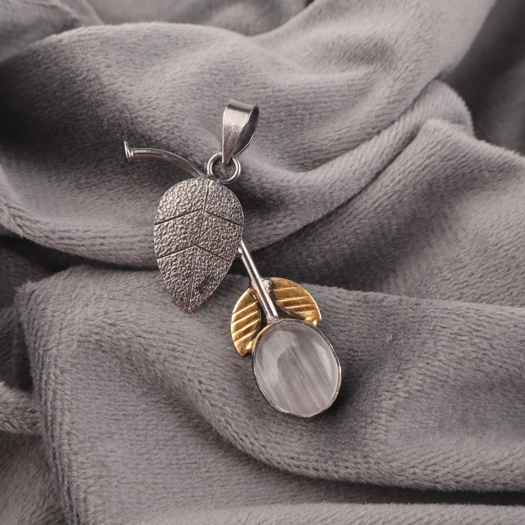 Natürlicher Selenit Edelstein Anhänger 925 Gestempeltes Silberschmuck Brautjungfer Geschenk PP-55-29