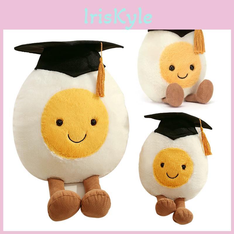 Egg 142540cm Boiled Toy Kawaii With Doctorial Hat Funny Egg Pillow Stuffed Soft Dolls Graduation Birthday Gift
