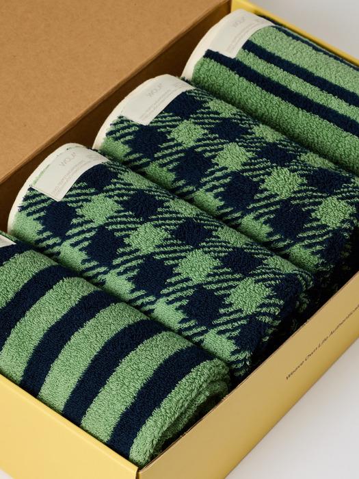 Набор полотенец WOLA 4P, 40 штук, 210 г, зеленый/темно-синий Gingham 4P