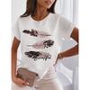European Size Women'S Casual T-Shirt with Print - "Beautiful" Quote, Lightweight & Breathable, Round Neck, Short Sleeve Top