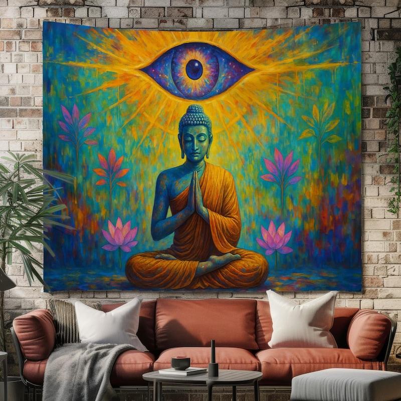 Tapestry The Third Eye of Buddha is bright 75x100