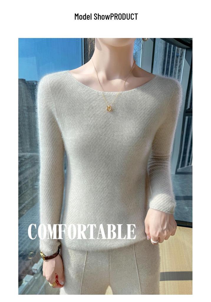 Women's 100% Cashmere One-Shoulder Slim-Fit Sweater - Long-Sleeved Fashionable Base Layer