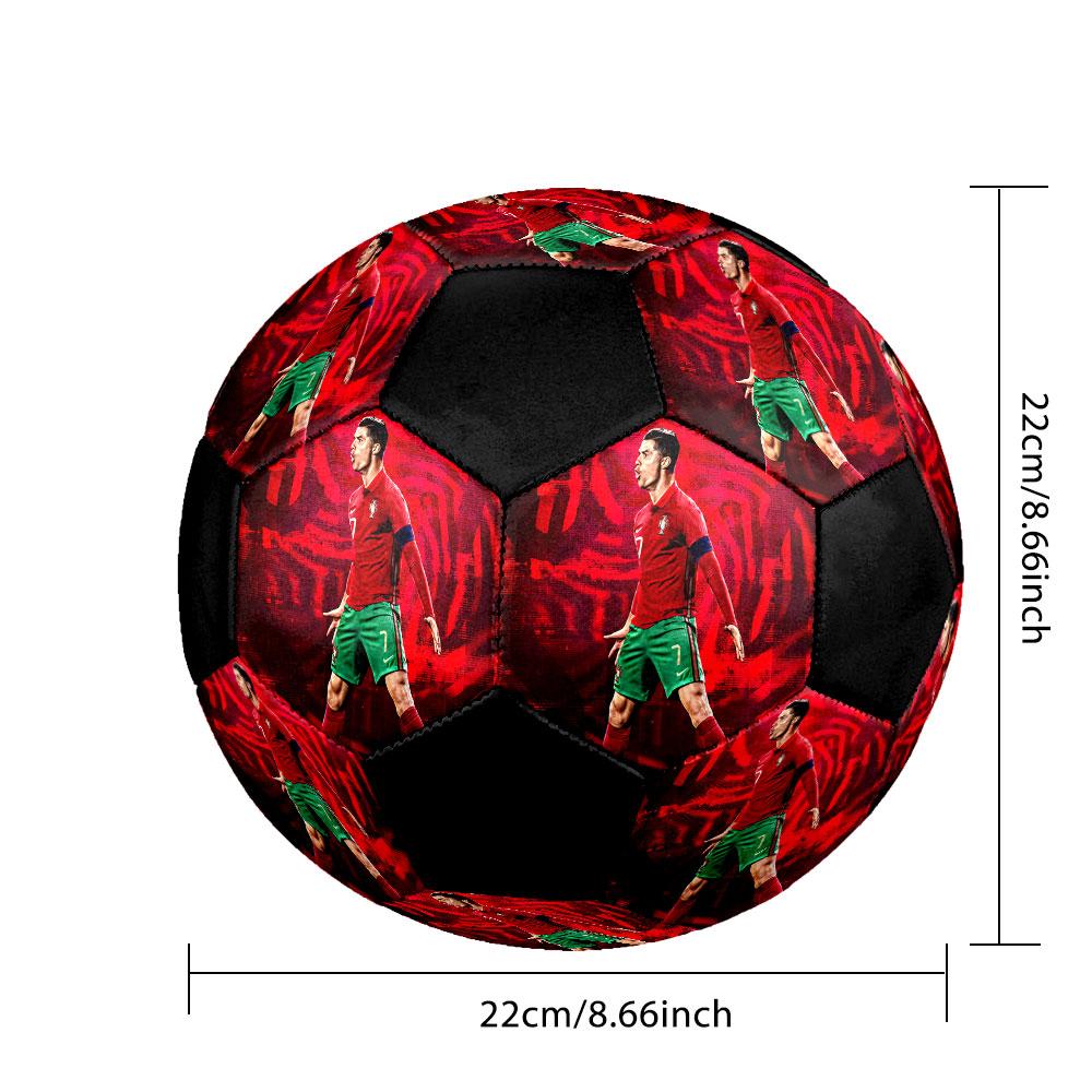 Cristiano Ronaldo Fußball Größe 5 Bunt Maschinengenäht PVC Wettkampfbereit Langlebig Hoher Rückprall