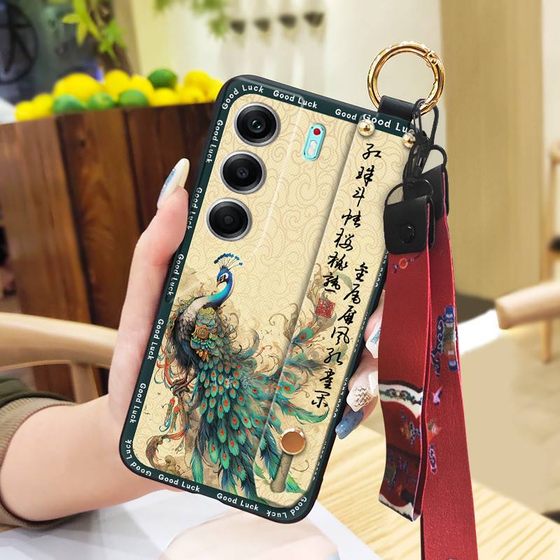 Shockproof Protective Phone Case For Tecno Camon40 4G/CM5 Durable Lanyard Anti-knock Phone Holder Silicone For Mom Ring