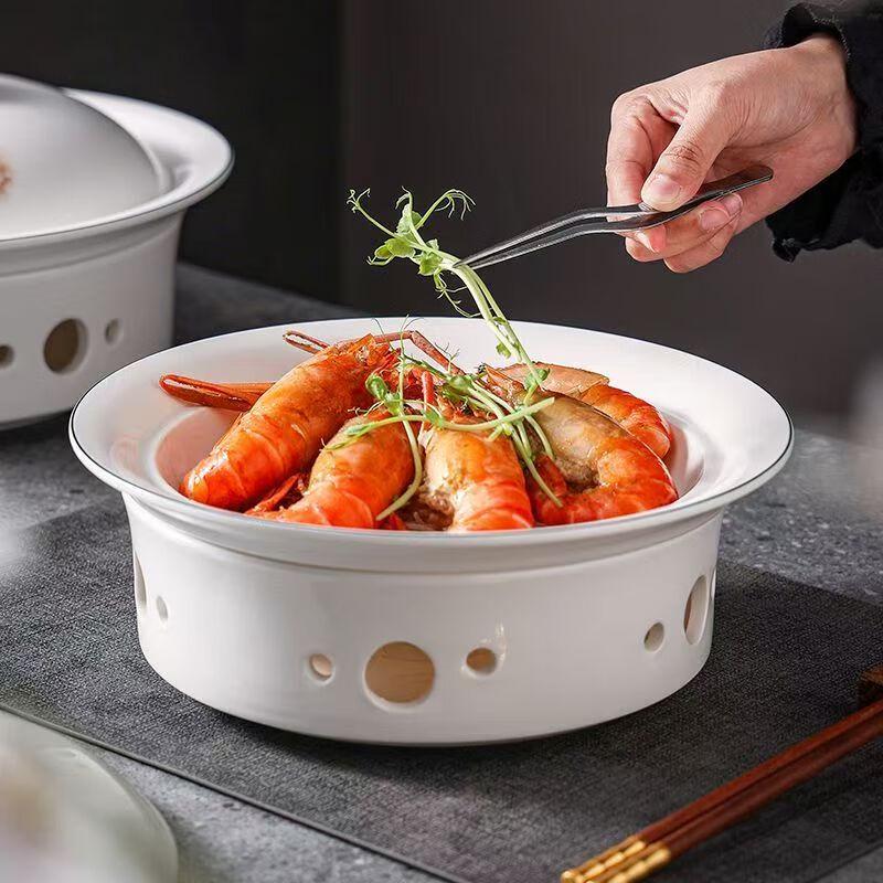 Commercial Ceramic Hot Dish Serving Plate with Warmer