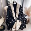 Scarf Women'S Winter High-Grade Imitation Cashmere Double-Sided Butterfly Printing Warm Temperament Air-Conditioned Room Shawl Scarf
