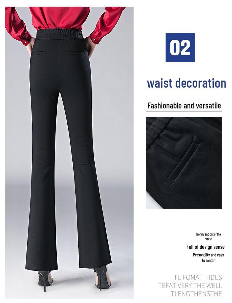 Women's Plus Size Micro-Flare Elastic Waist Trousers: Slimming, Casual Long Pants for Spring and Summer