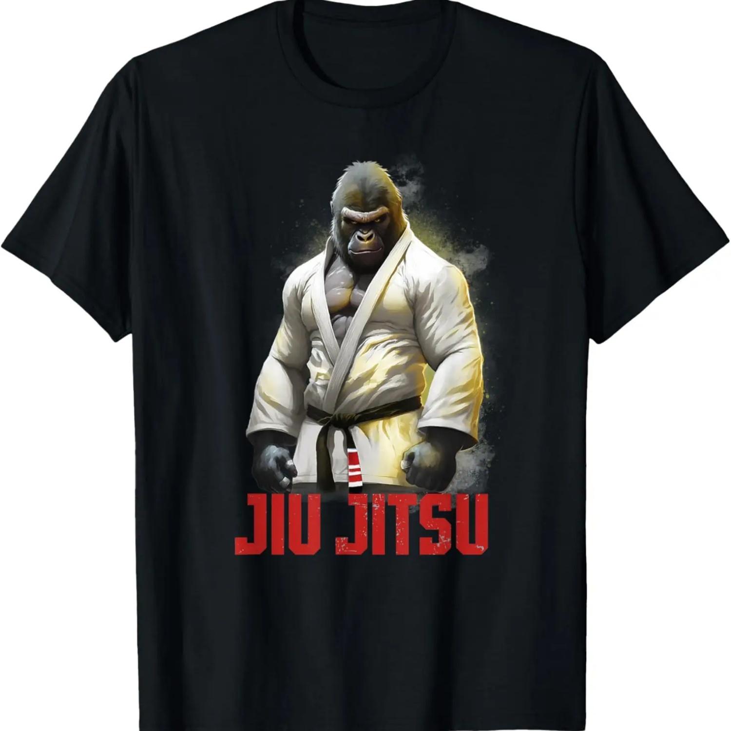 Футболка с принтом Горилла Джиу-джитсу Черный пояс Боевые искусства BJJ MMA Грэпплинг S