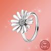 925 Sterling Silver Chrysanthemum Flower Pan Rings Overlay Women Jewelry Rings Couple Wedding Ring Sparkling Cz Gift