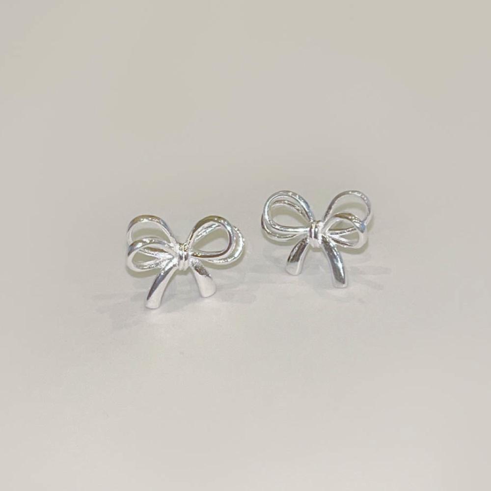 My Omelet [92.5 Silver] Layered Ribbon Silver Earrings