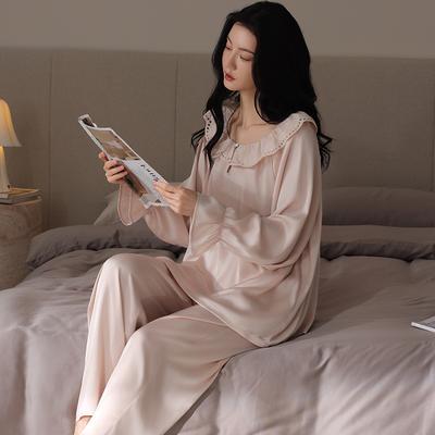 Pajamas Ladies Spring and Autumn Ice Silk Long Sleeve Pullover New Summer Thin Simulation Silk Homewear Set