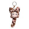 Leopard Print Furry Cat Pendant Long Tail Bag Charms Cartoon Cat Plush Toy  Bag