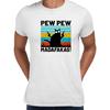 PEW PEW MAD Vintage Funny T-Shirt Cat Retro Kitten Xmas Gift Unisex Tops