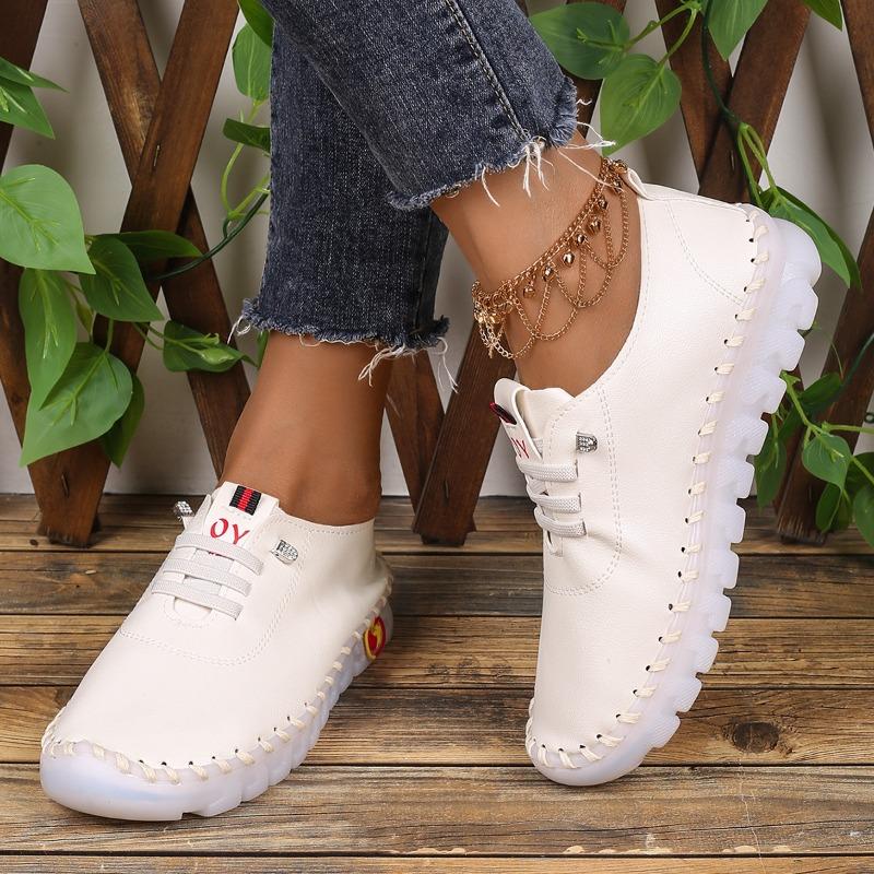 Autumn new casual single shoes women's beef tendon soft sole hand-stitched middle-aged and elderly mother shoes women's shoes spot wholesale