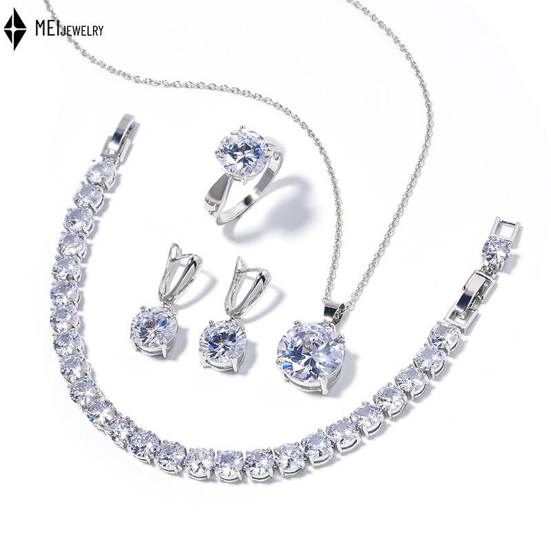 

Простые геометрические круглые серьги с кубическим цирконием, кольца, браслеты, ожерелья, ювелирные наборы 7