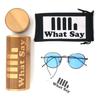 Color Lens Flat Boston Metal Frame Sunglasses Vintage Trend UV400 for Men and Women with Soft Hard Case [What Say] & (Light Green/Antique Gold)
