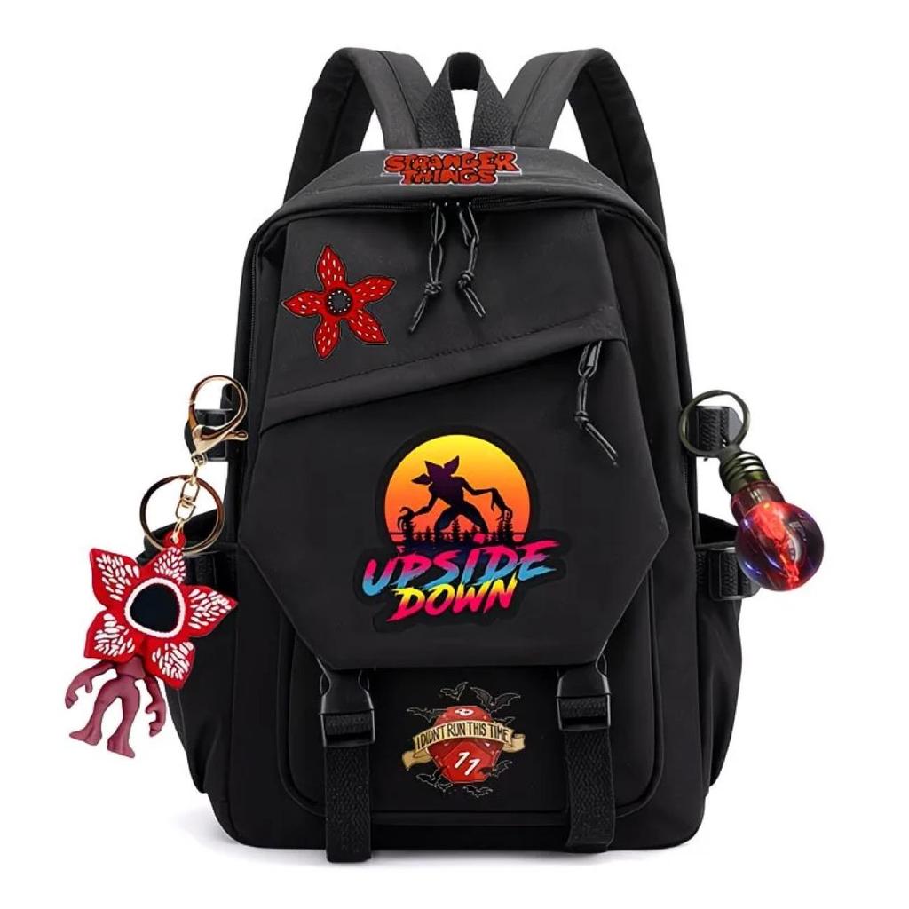 Stranger Things Theme Black Backpack Campus Daily Leisure