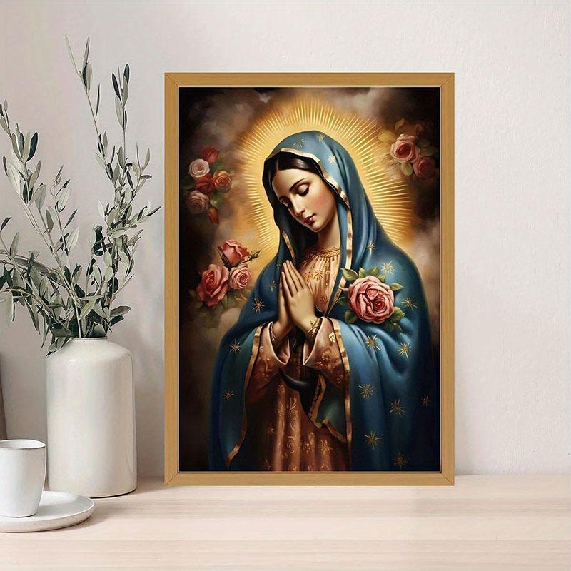 1 peça Vintage Virgem Maria e Jesus Tela Pôster Fé Cristã Arte de Parede para Casa, Decoração Vintage para Sala de Estar Cozinha Banheiro