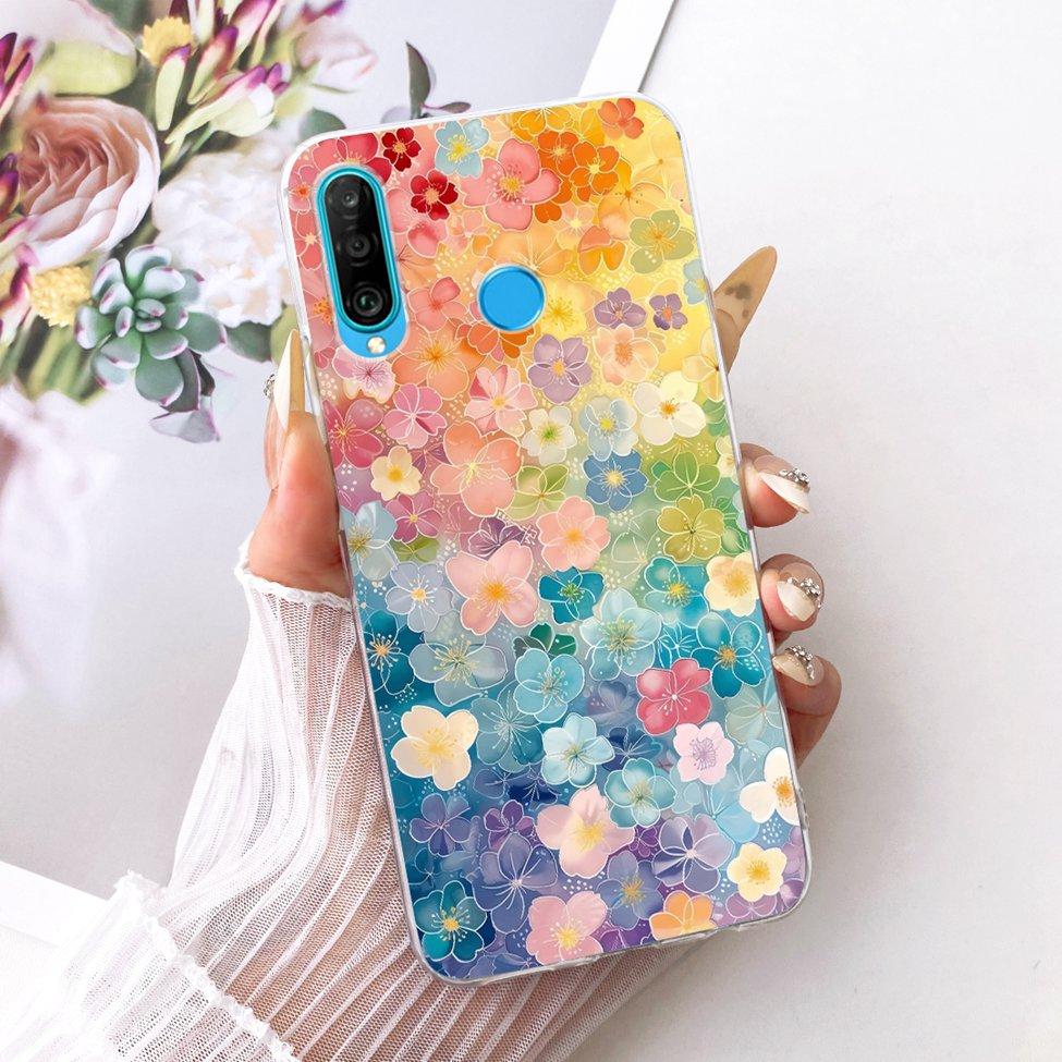 Transparent For Huawei P30 Lite Case Cover Cute Cat Fashion Butterfly Funny Painted Casing MAR-L01A MAR-L21A MAR-LX1A