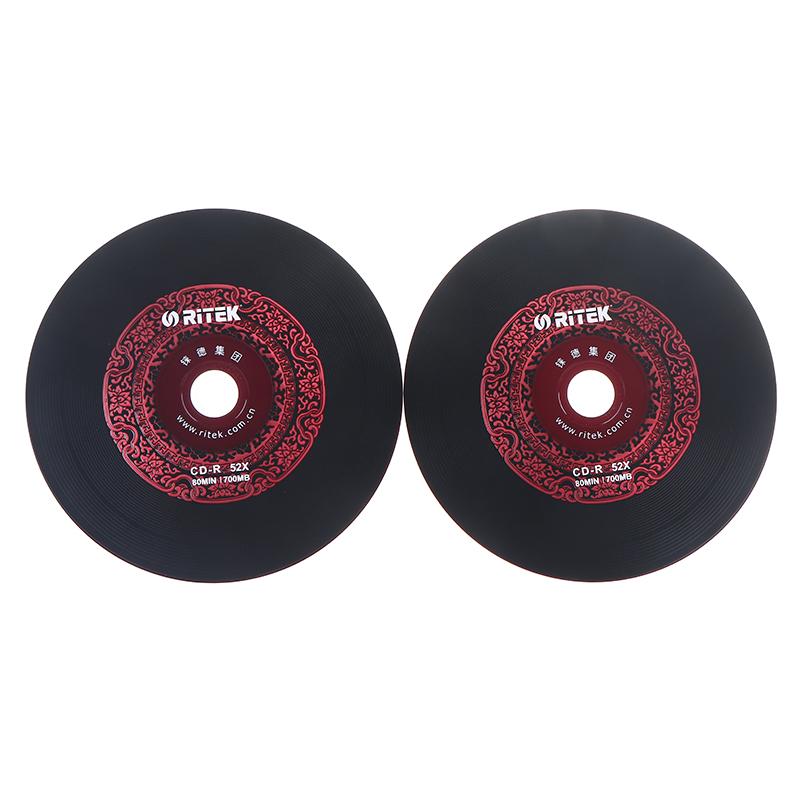 10Pcs Ritek Vinyl Disc Black Cd-R Blank Disc Recordable Compact Disc 700Mb/80Min/52X Car Music Cd-R Blank Disk Disc чёрный