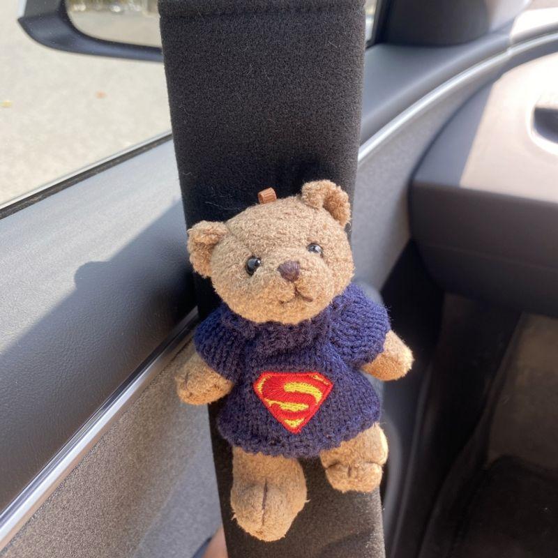 Cute Bear Car Seatbelt Shoulder Pad Interior Decoration Cartoon Plush Protective Cover for Girls Anti-Strangling Accessory