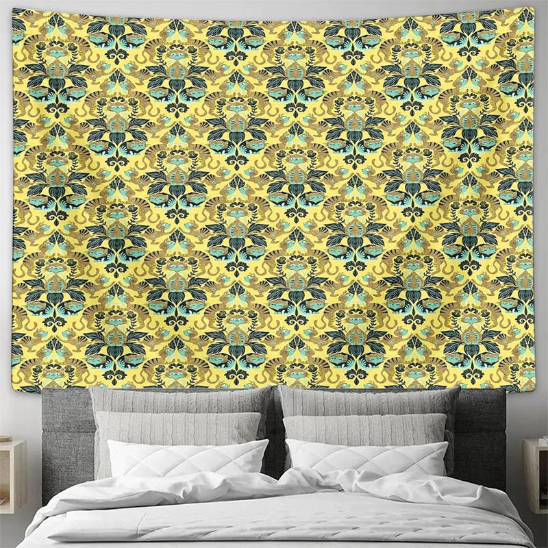 Boho Wall Tapestry Aesthetic Room Decor Vintage Persian Rug Tribal Pattern Macrame Wall Hanging Dorm Room Decor Home Textile Bei