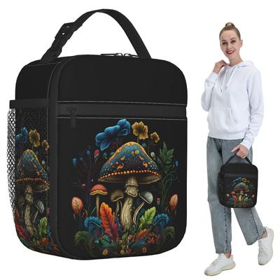 Shroom Dark Trippy Mushroom Insulated Lunch Bag for Kids School Cooler Thermal Food Box Tote Portable Lunch Boxes Container