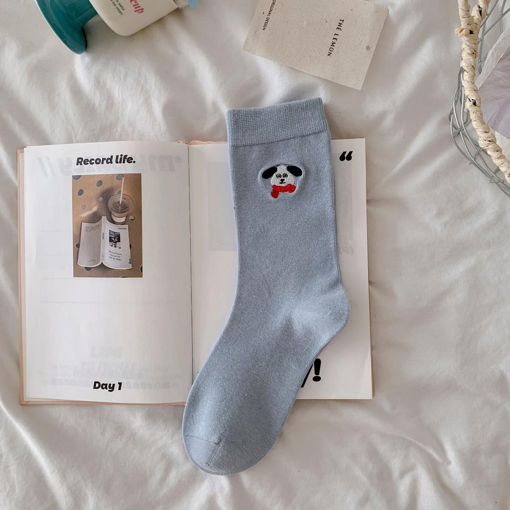 Cartoon animal socks women's autumn flocking tube socks college wind stacking socks boneless socks