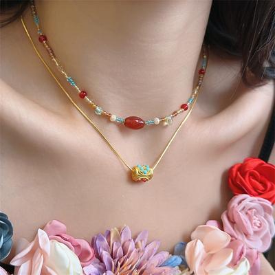 Silk Road Necklace Dunhuang Color Scheme New Chinese Style Ancient Style Western Style Exquisite Bohemian Collarbone Chain