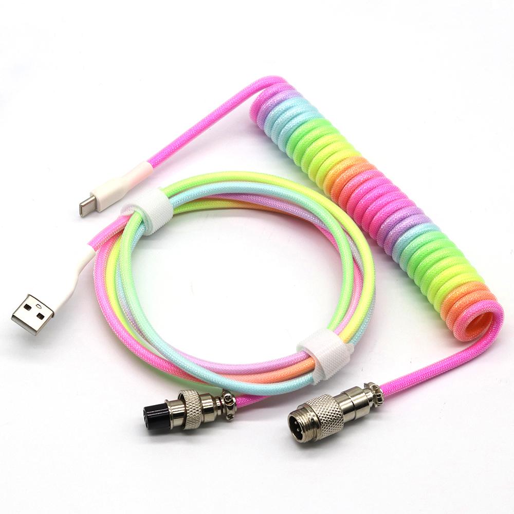 3 Meter Mechanical Keyboard Coiled Cable Wire Type C Custom Usb Port Cable Aviator Coiling Cable for Gaming Keyboard Accessories